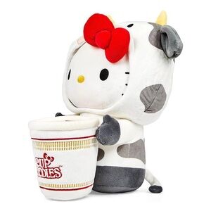 nwt! hello kitty nissin cup ramen cow plush